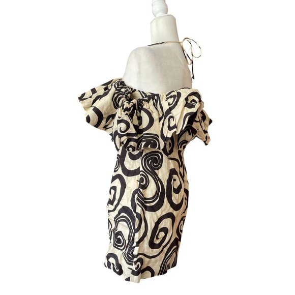 NWT Anthropologie The Wolf Gang Mirador Tan Linen Mini Dress Swirl SZ 6 - Picture 9 of 16